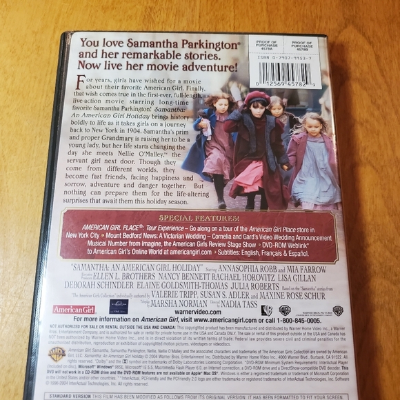 "Samantha: An American Girl Holiday" Full-Length Movie Region 1 DVD - Picture 2 of 3